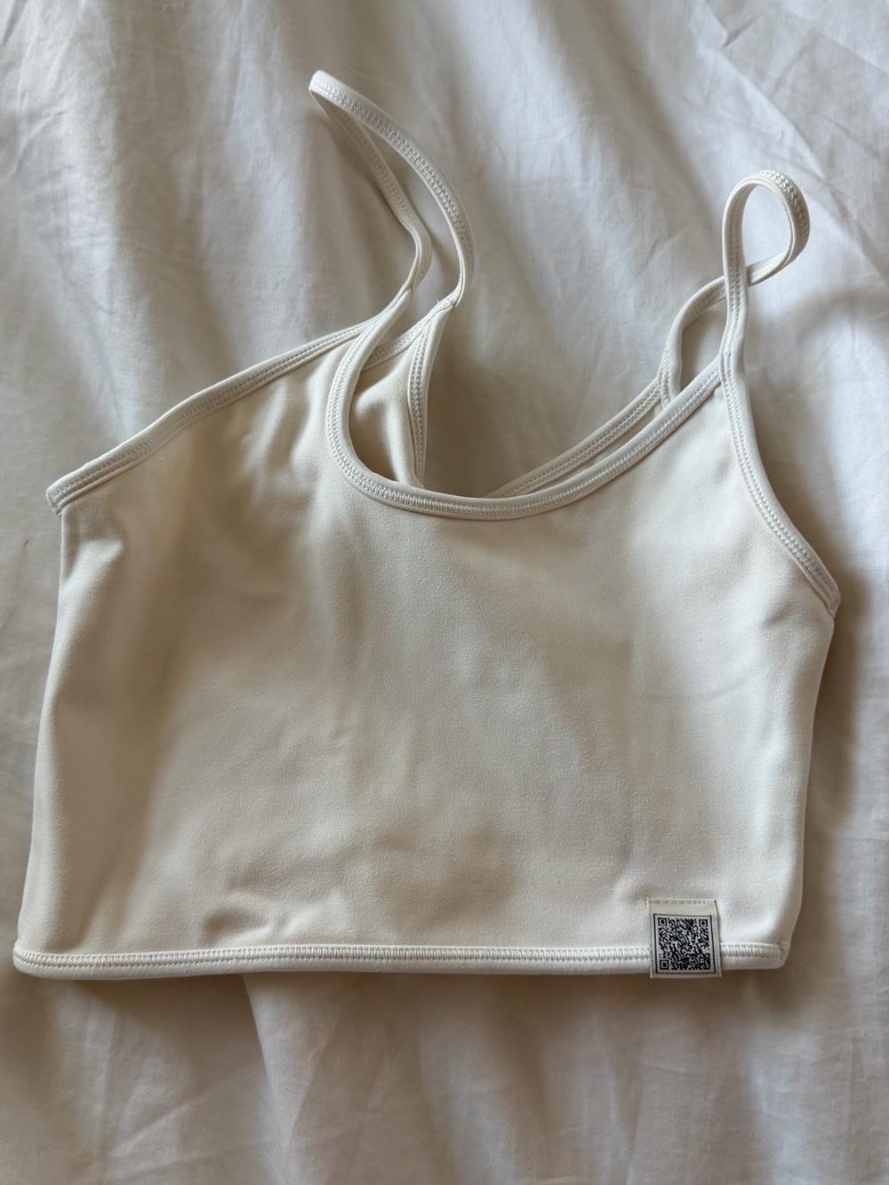 Minimal Seamless Crop Bralette in Cream with Spaghetti Straps